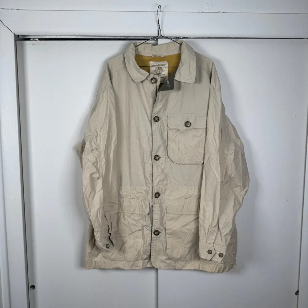 Banana Republic Adventure Outfitters Mens Safari Field Jacket Tan Large Vintage